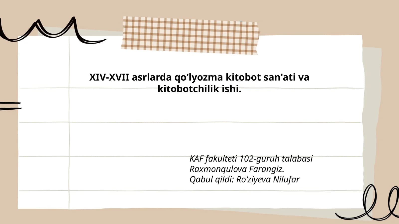 XIV-XVII asrlarda qoʻlyozma kitobot san'ati va kitobotchilik ishi