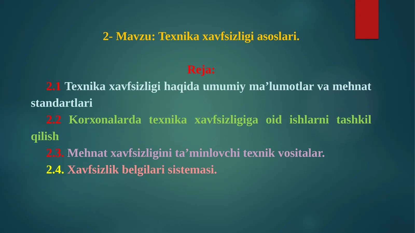Texnika xavfsizligi asoslari