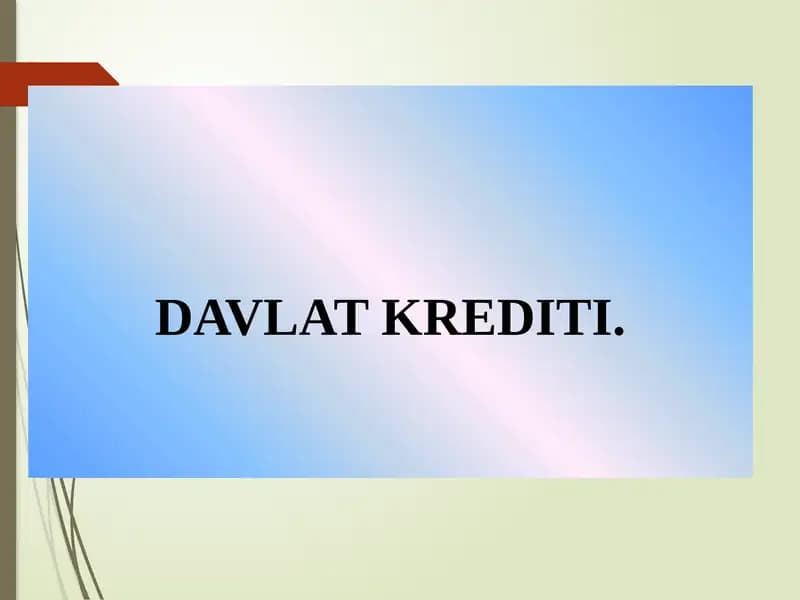 DAVLAT KRЕDITI