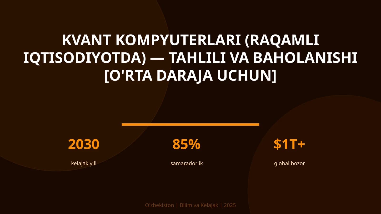 Kvant kompyuterlari (raqamli iqtisodiyotda) — tahlili va baholanishi [o'rta daraja uchun]