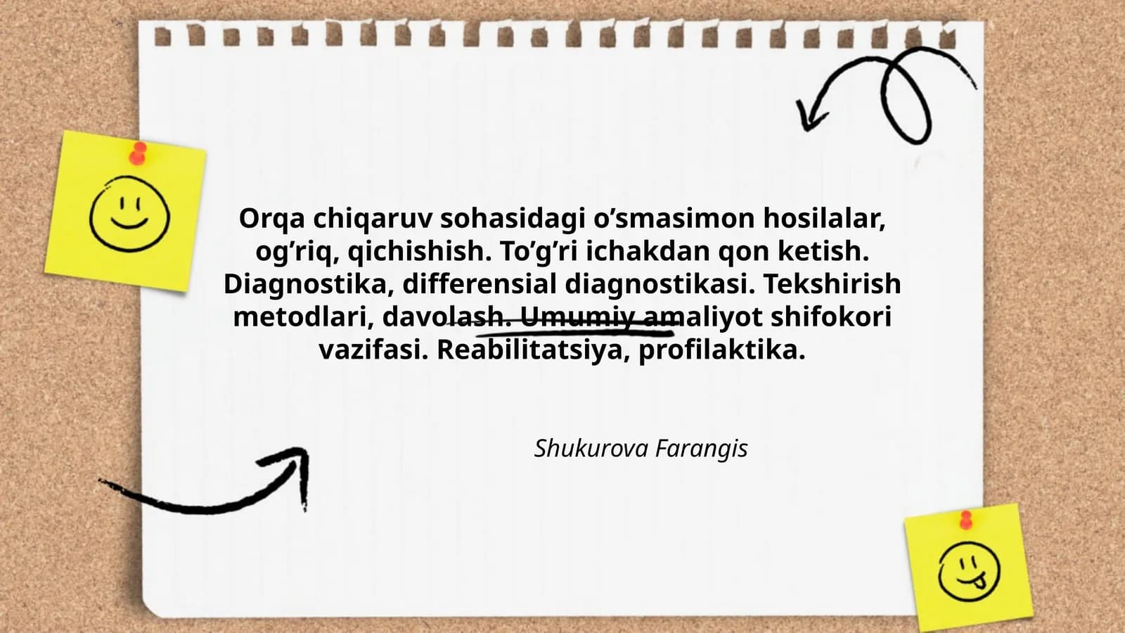 Orqa chiqaruv sohasidagi o’smasimon hosilalar