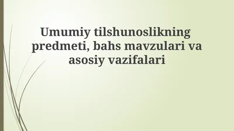 Tilshunoslik Predmeti
