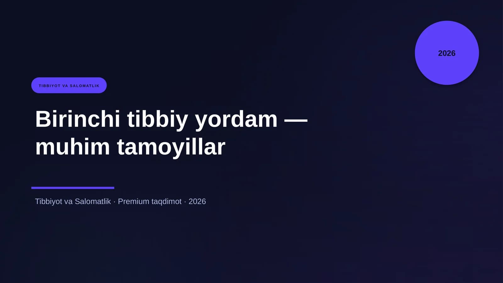 Birinchi tibbiy yordam — muhim tamoyillar