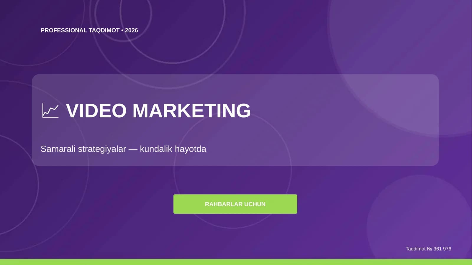 Video marketing: samarali strategiyalar (kundalik hayotda) [rahbarlar uchun]