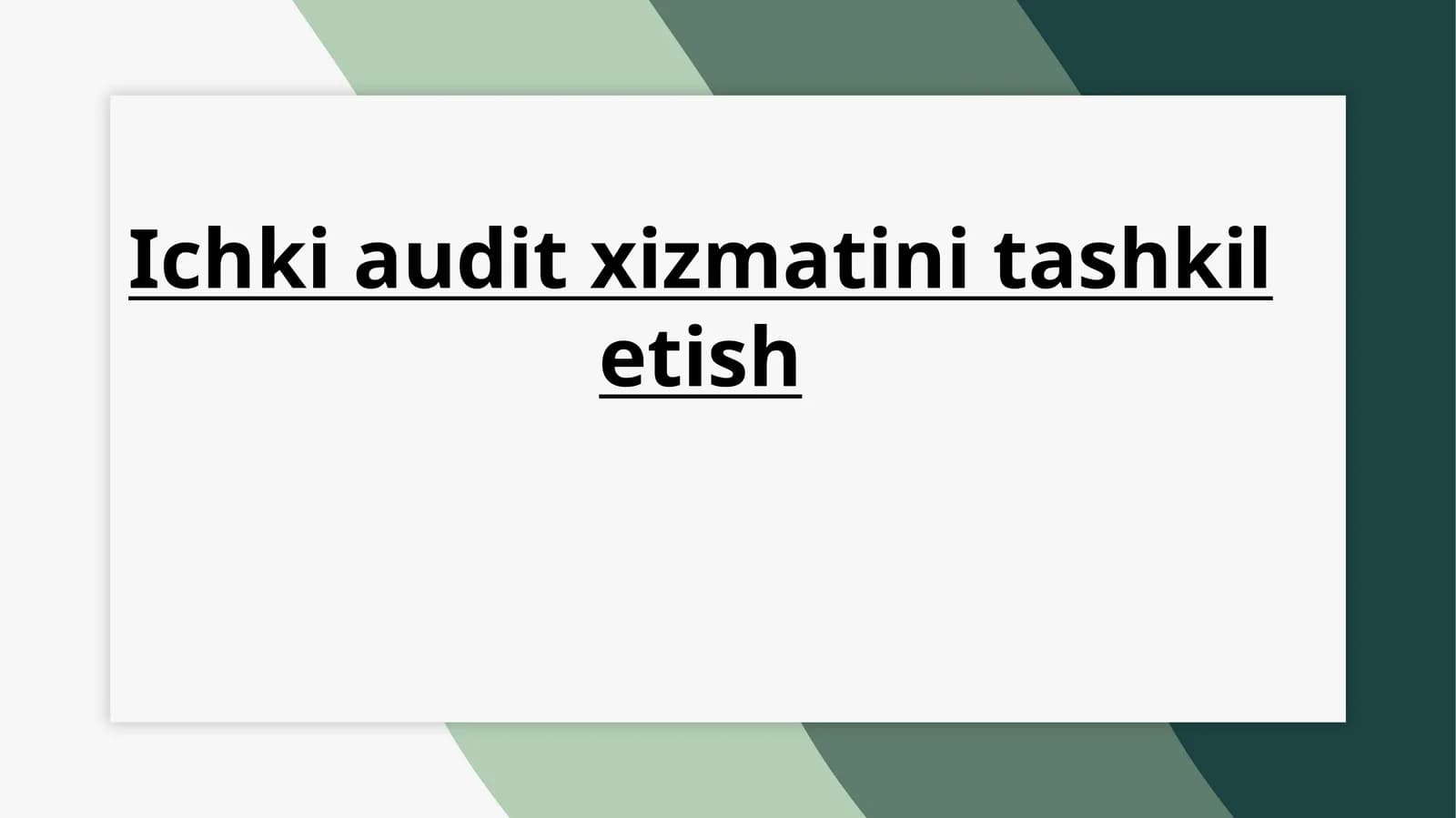 Ichki audit xizmatini tashkil etish