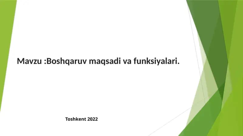 Boshqaruv maqsadi va funksiyalari