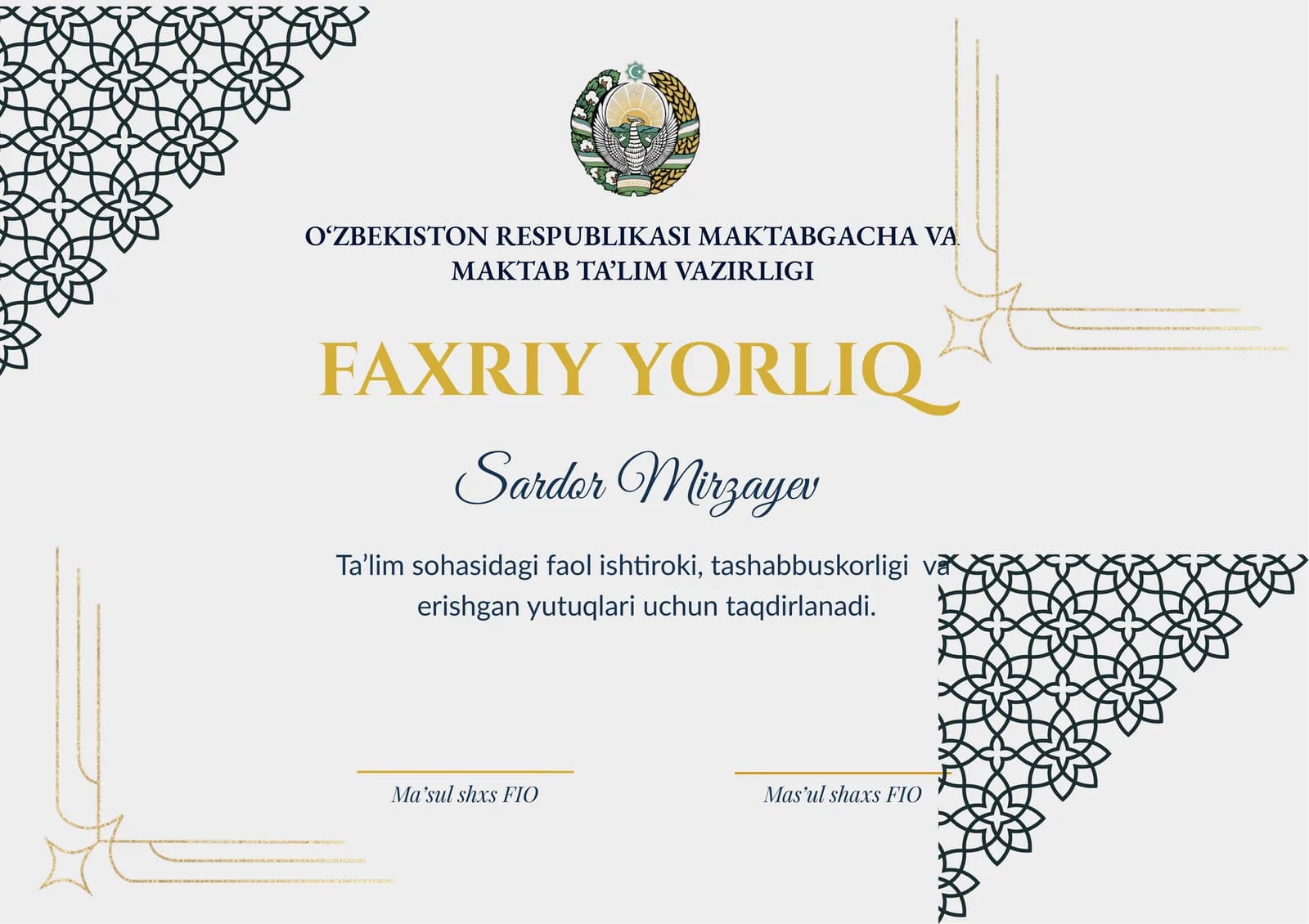 FAXRIY YORLIQ