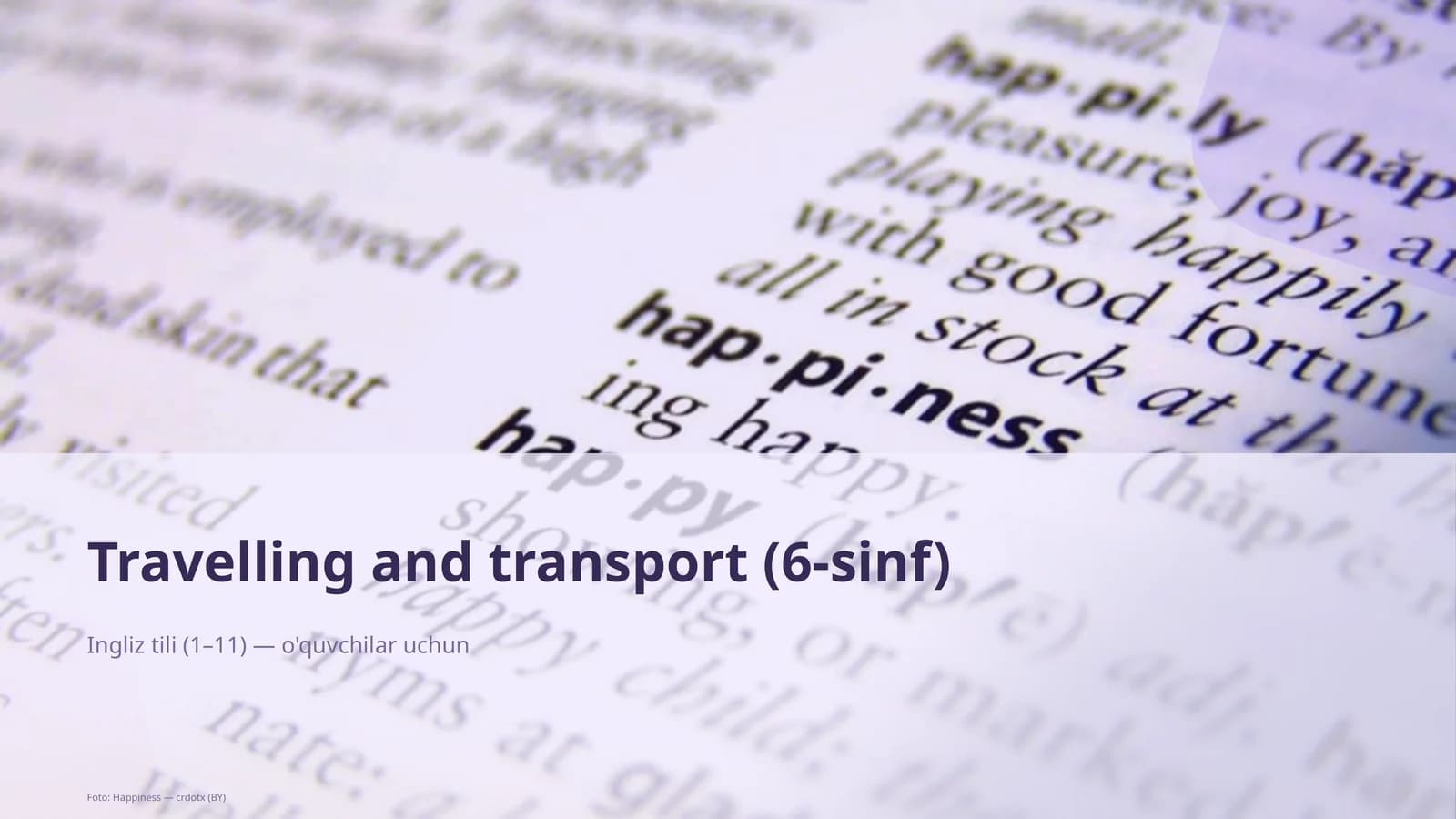 Travelling and transport (6-sinf)