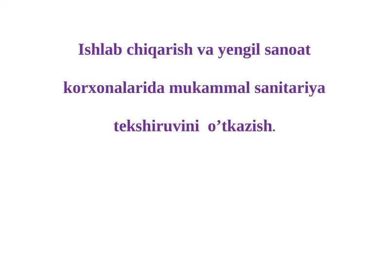 Mukammal Sanitariya Tekshiruvi