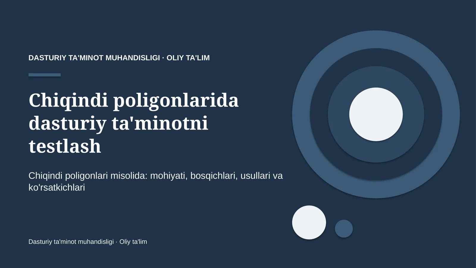 DASTURIY TA'MINOT MUHANDISLIGI · OLIY TA'LIM