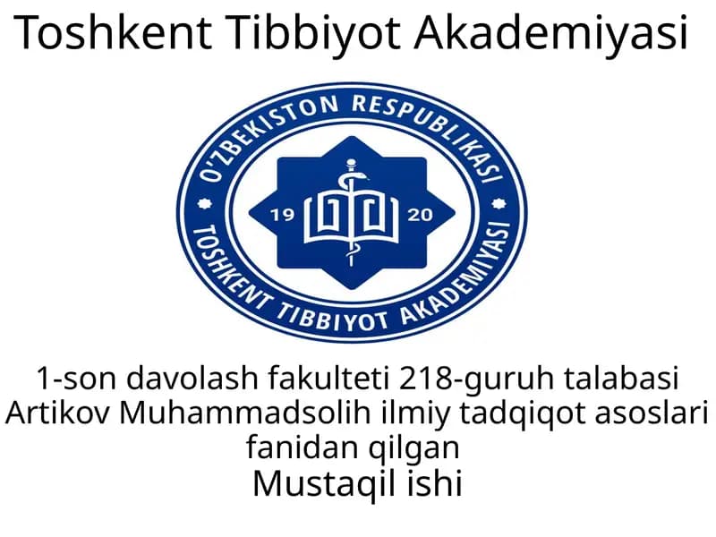 Artikov Muhammad Solih ilmiy tadqiqot asoslari