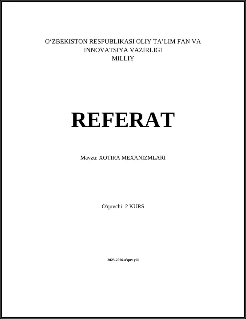 XOTIRA MEXANIZMLARI
