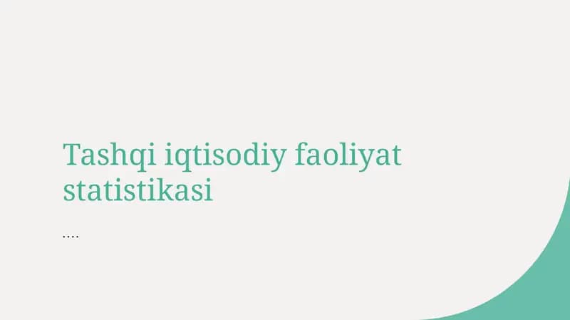 Tashqi iqtisodiy faoliyat statistikasi