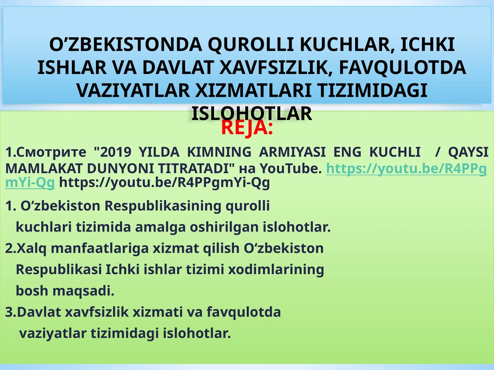 O'zbekistonning Qurolli Kuchlari tizimi