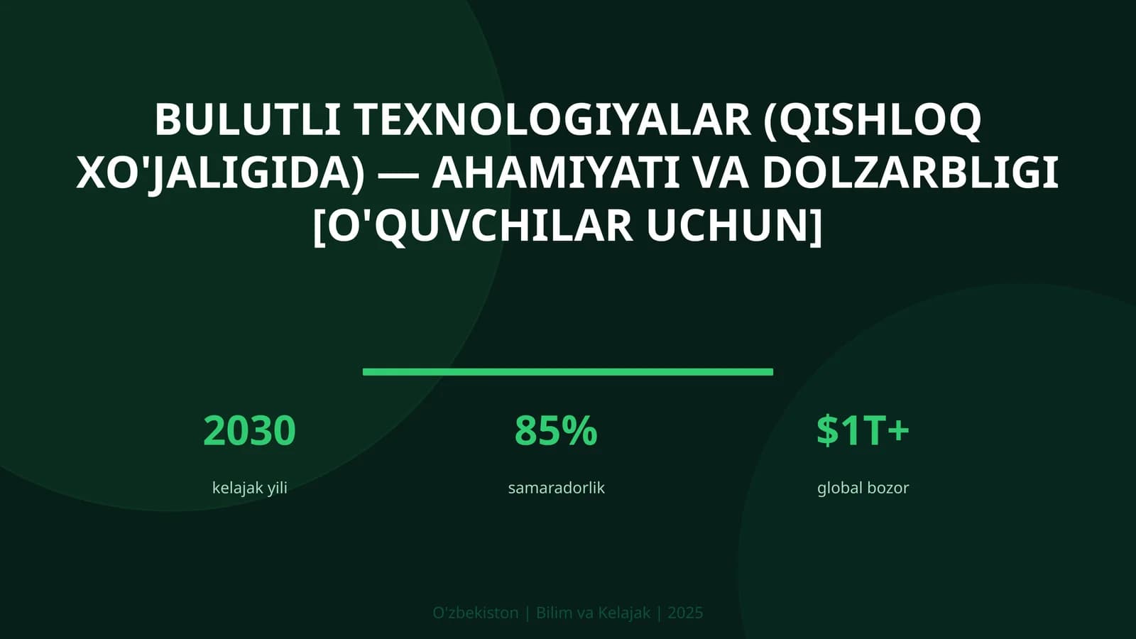 Bulutli Texnologiyalar (Qishloq xo'jaligida) — ahamiyati va dolzarbligi [o'quvchilar uchun]
