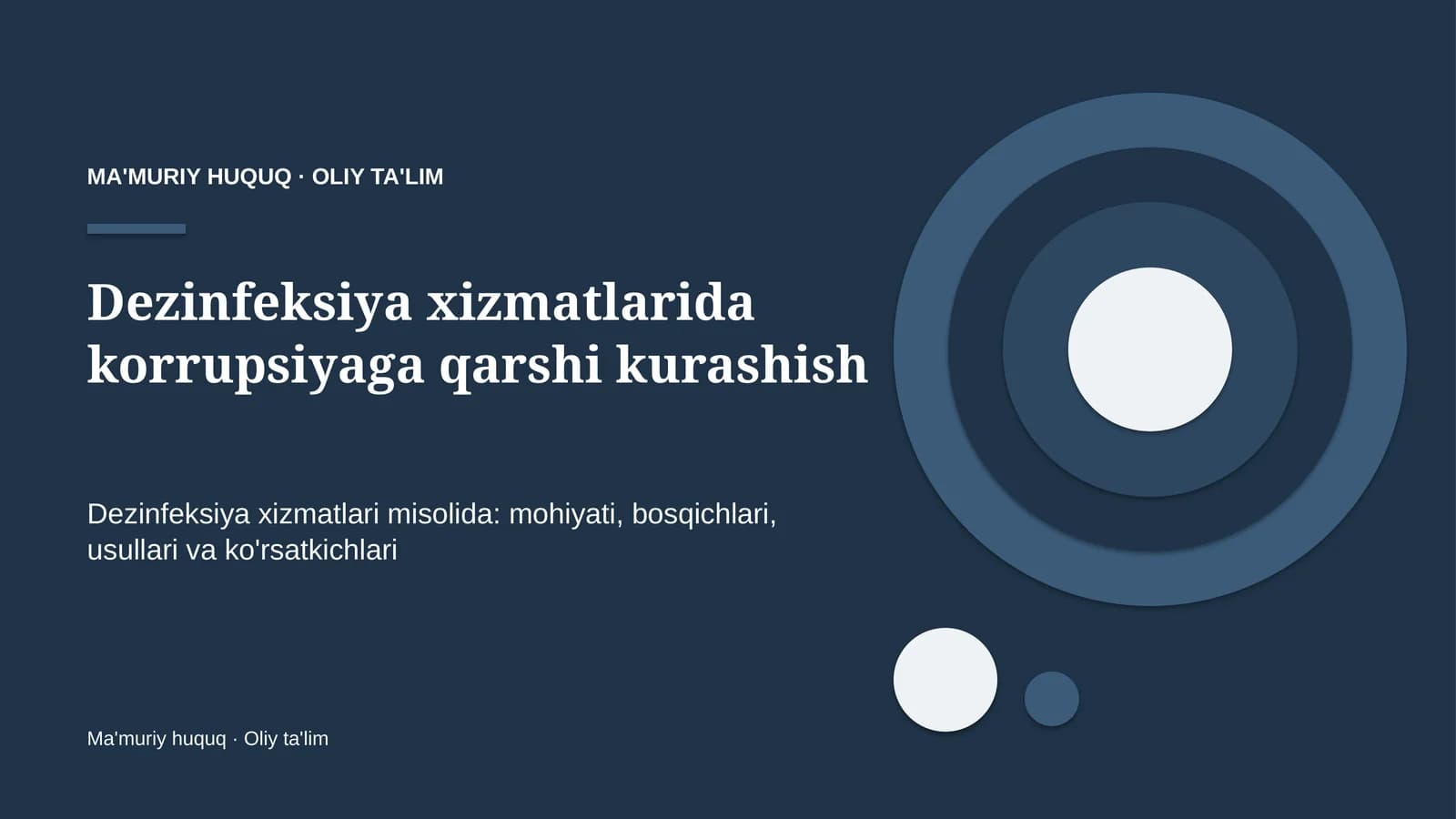 Dezinfeksiya xizmatlarida korrupsiyaga qarshi kurashish