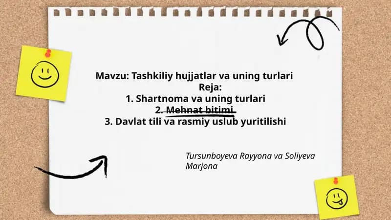 Tashkiliy hujjatlar va uning turlari