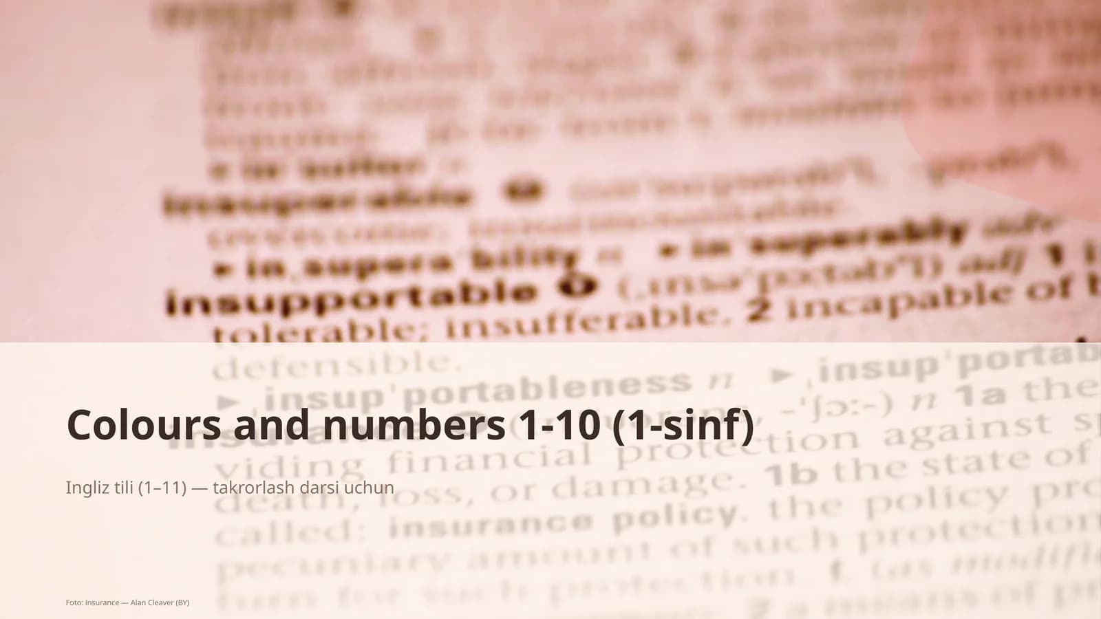 Colours and numbers 1-10 (1-sinf)