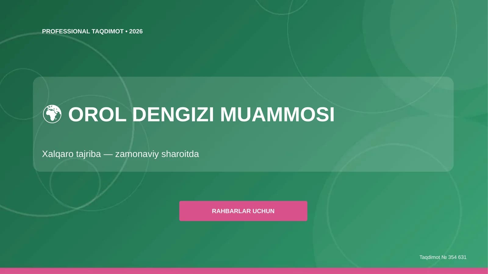 Orol dengizi muammosi: xalqaro tajriba