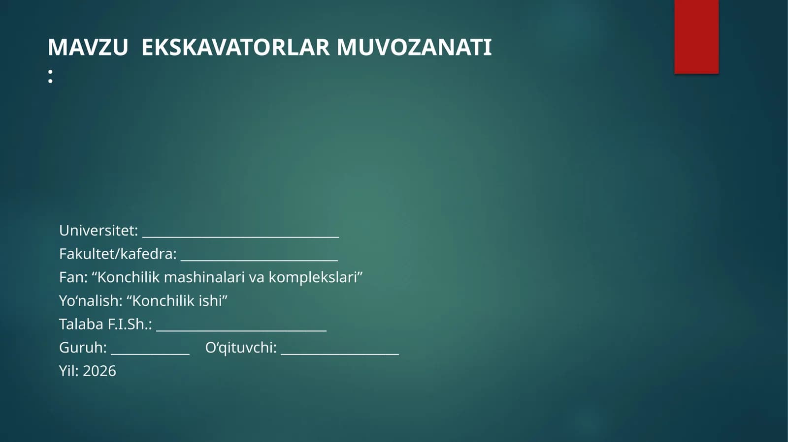 EKSKAVATORLAR MUVOZANATI