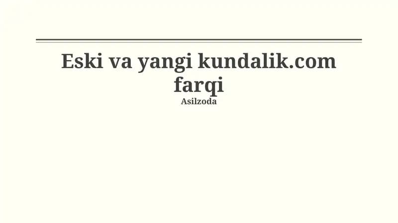 Eski va Yangi Kundalik