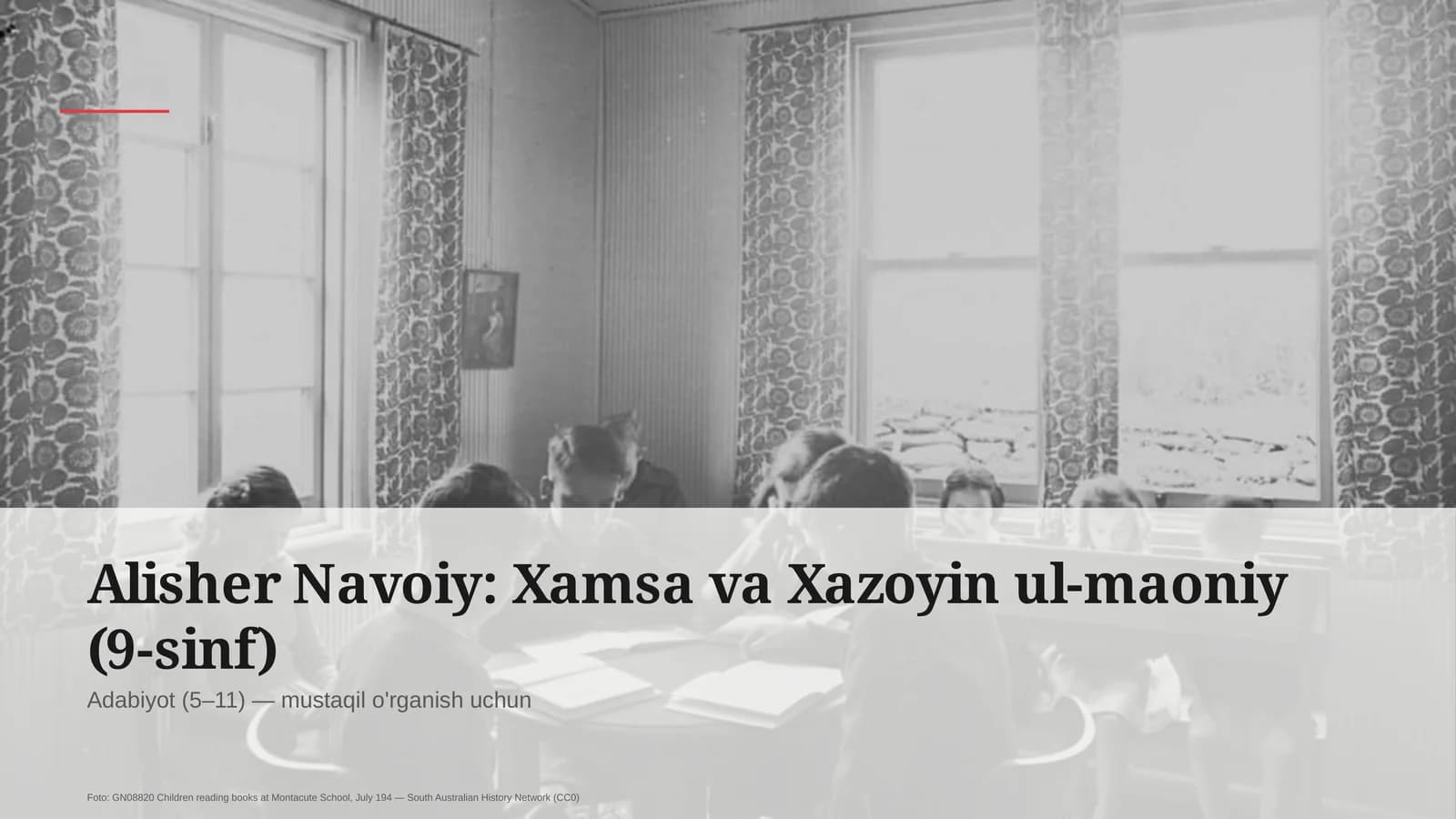 Alisher Navoiy: Xamsa va Xazoyin ul-maoniy (9-sinf)