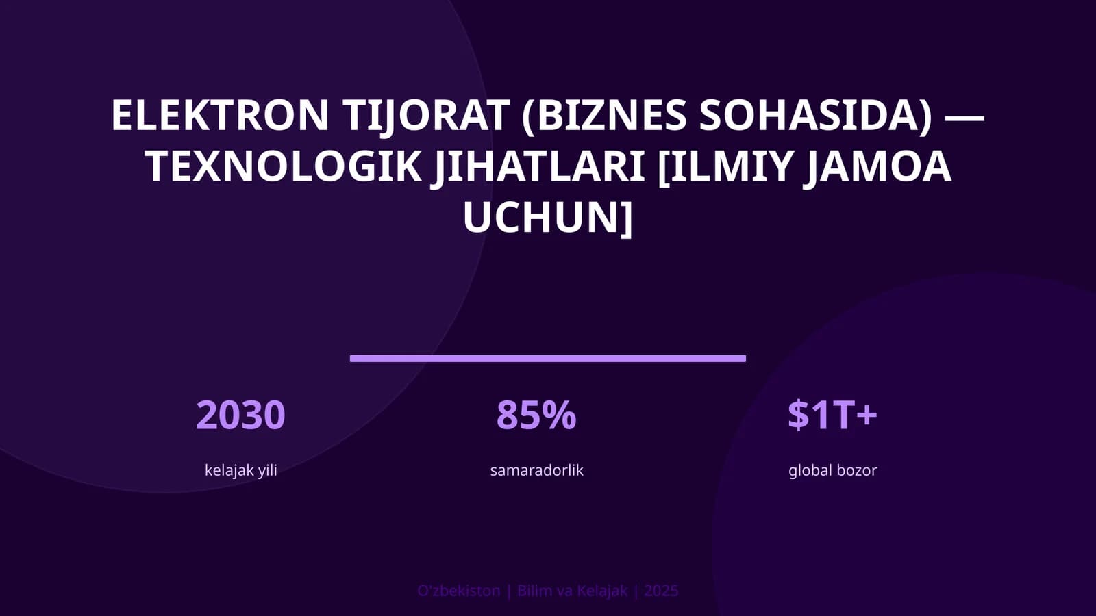 Elektron tijorat (biznes sohasida) — texnologik jihatlari [ilmiy jamoa uchun]