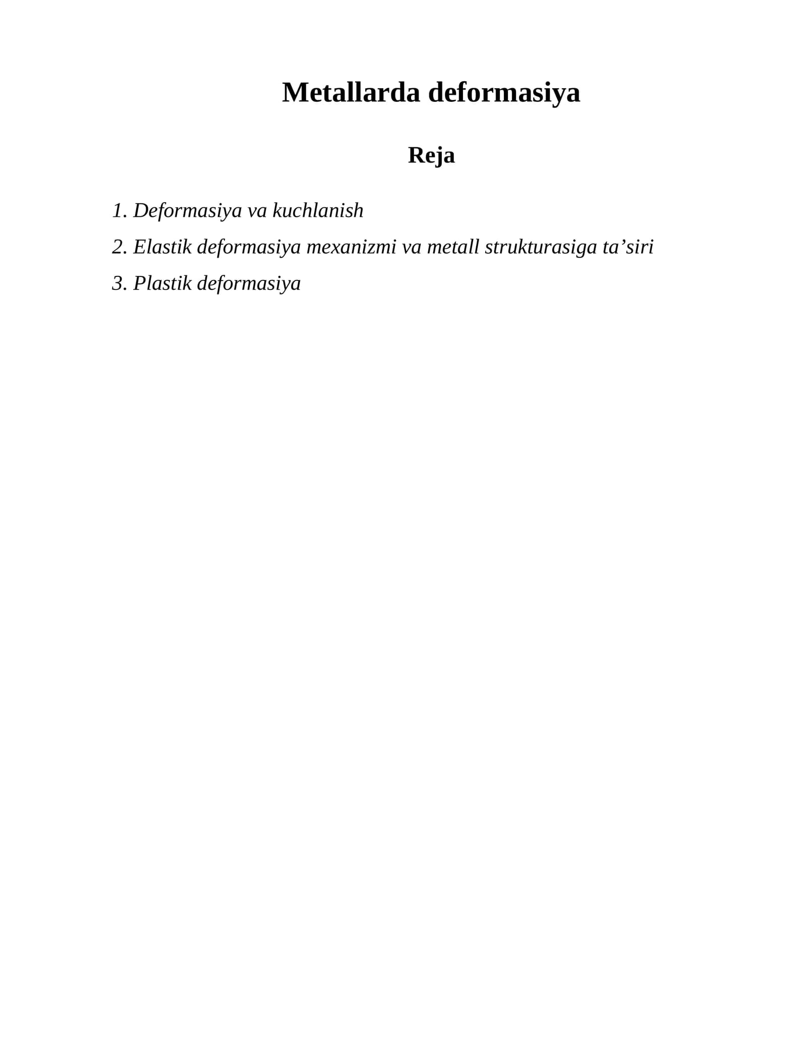Metallarda deformasiya