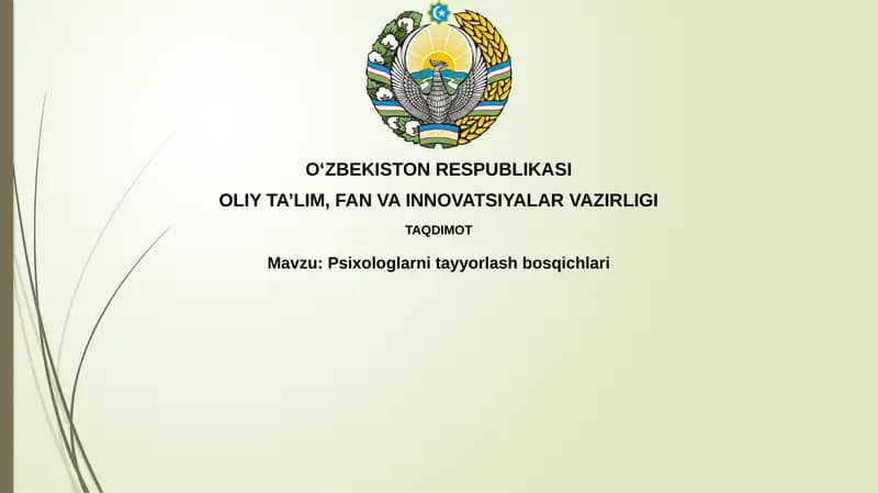 Psixologlarni tayyorlash bosqichlari