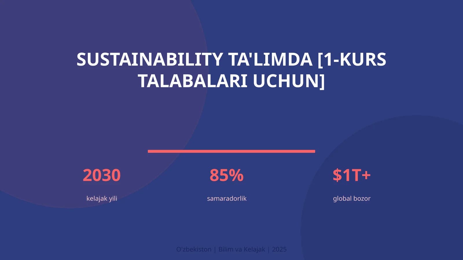 Sustainability ta'limda [1-kurs talabalari uchun]