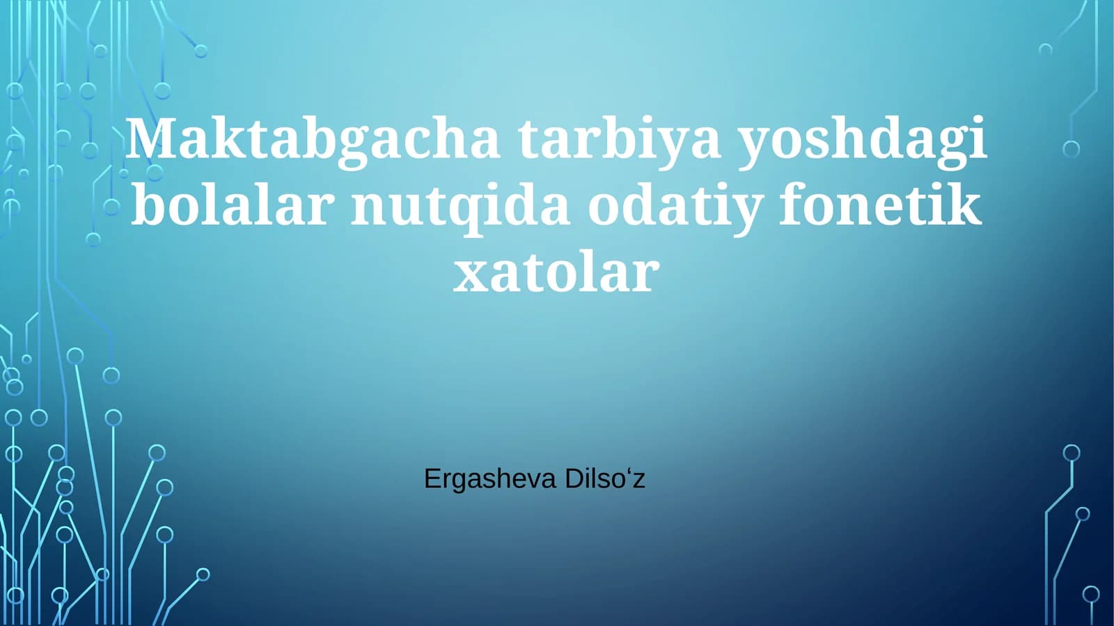 Maktabgacha tarbiya yoshdagi bolalar nutqida odatiy fonetik xatolar