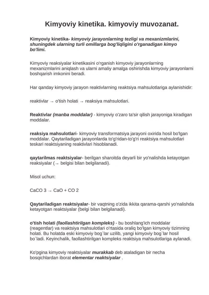 Kimyoviy kinetika