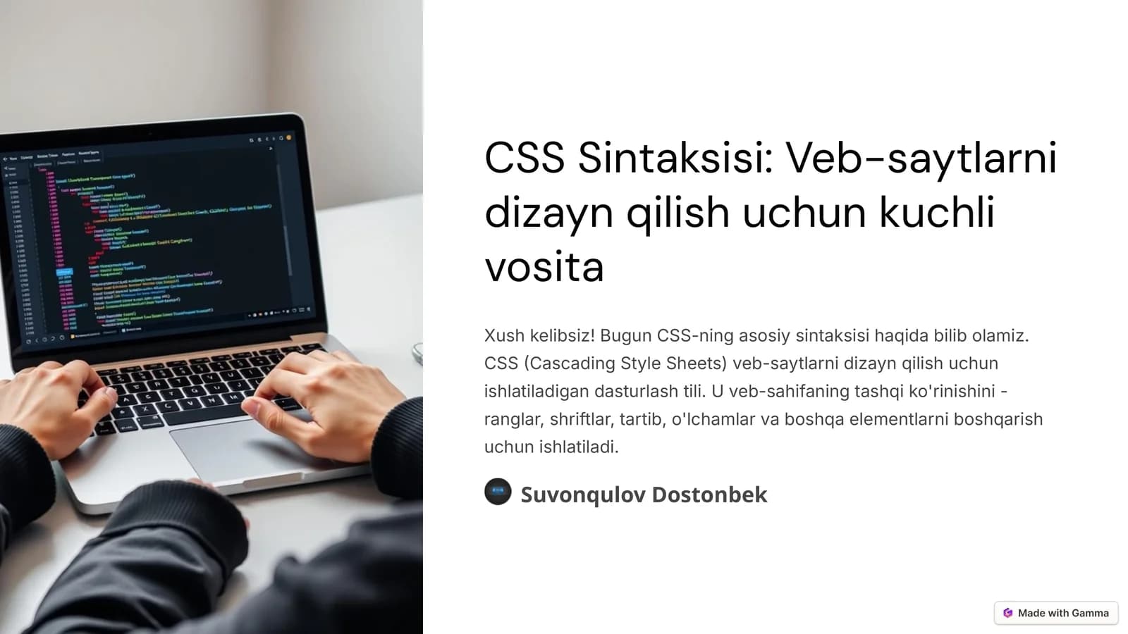 CSS Sintaksisi: Veb-saytlarni dizayn qilish uchun kuchli vosita