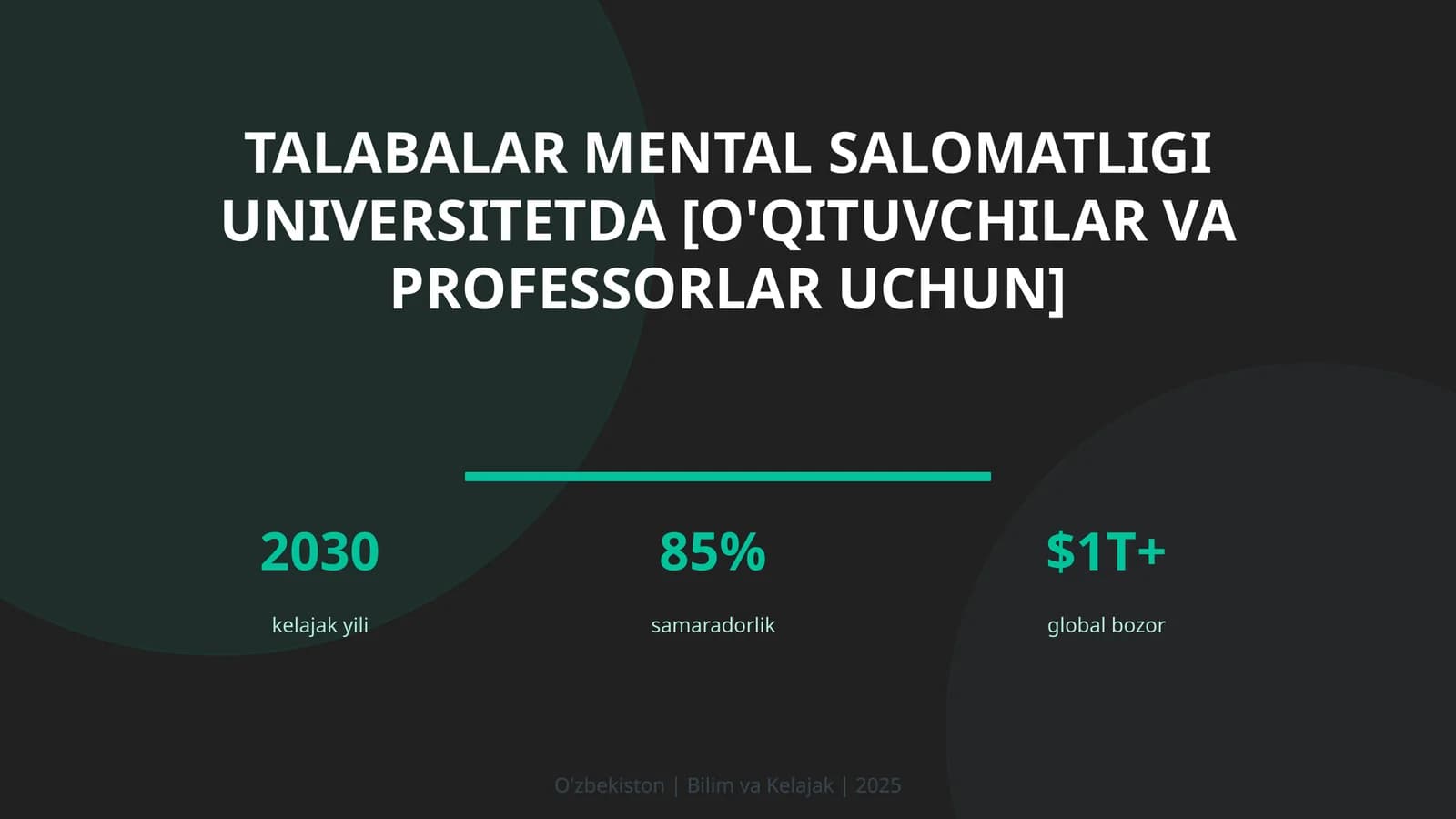 Talabalar mental salomatligi universitetda [o'qituvchilar va professorlar uchun]