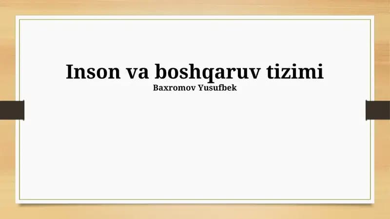 Inson va boshqaruv tizimi