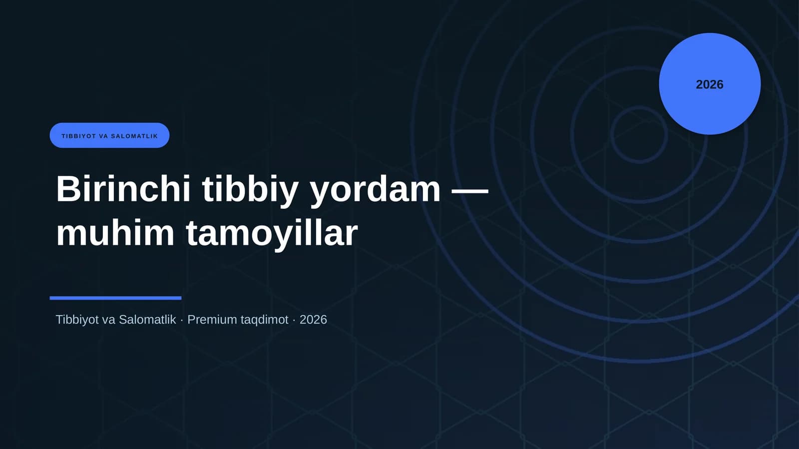 Birinchi tibbiy yordam — muhim tamoyillar