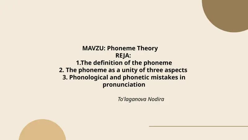 Phoneme Theory