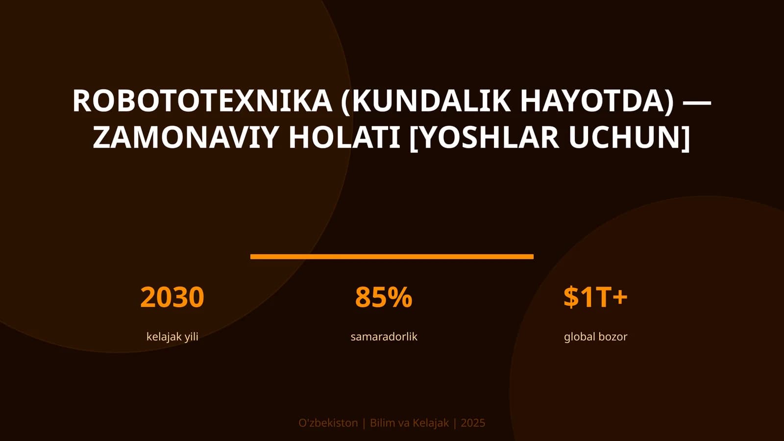 ROBOTOTEXNIKA (KUNDALIK HAYOTDA) — ZAMONAVIY HOLATI [YOSHLAR UCHUN]