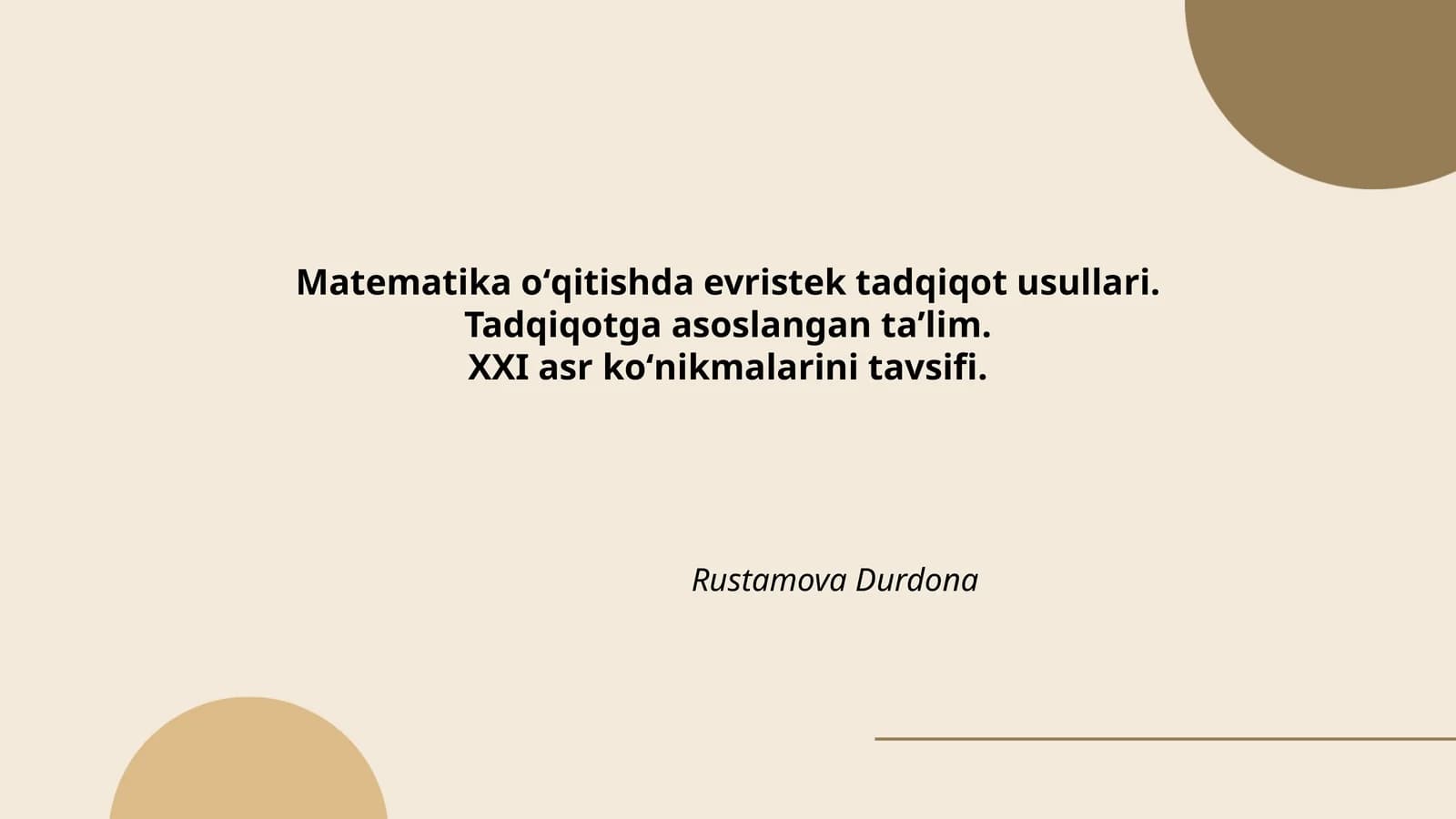 Matematika oʻqitishda evristek tadqiqot usullari