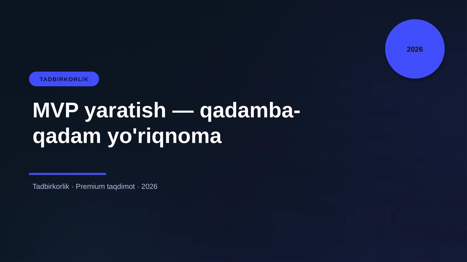 MVP yaratish — qadamba-qadam yo'riqnoma