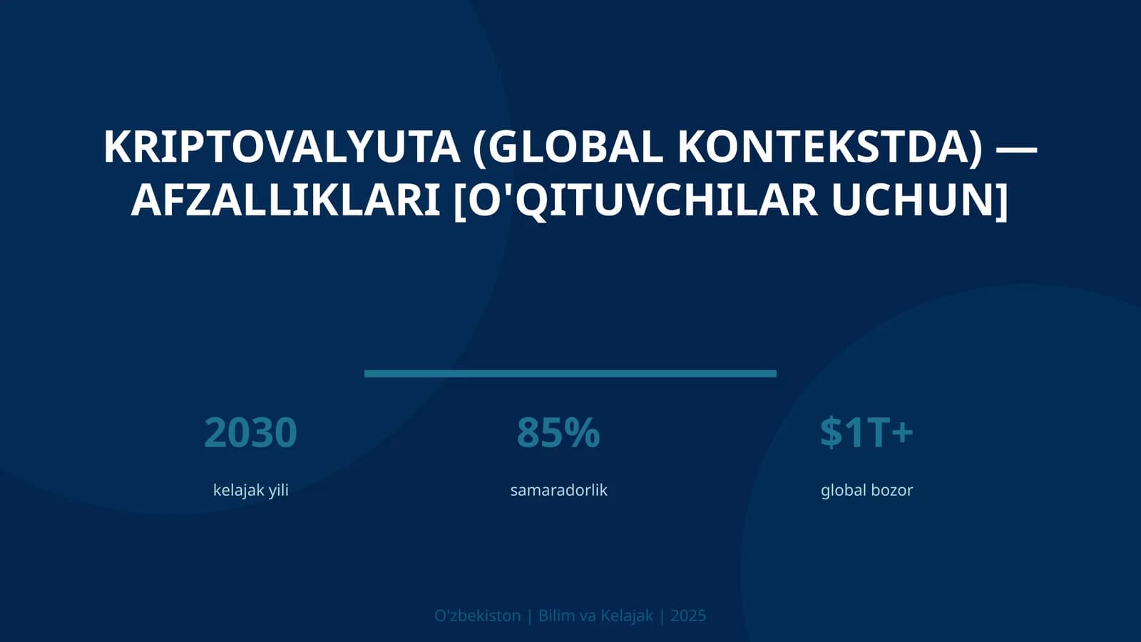 Kriptovalyuta (global kontekstda) — afzalliklari [o'qituvchilar uchun]