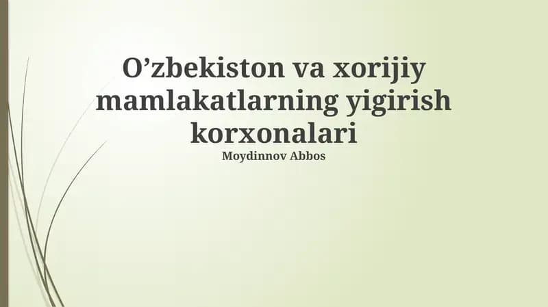 Xorijiy texnologiyalar va ularning O'zbekistondagi qo'llanilishi