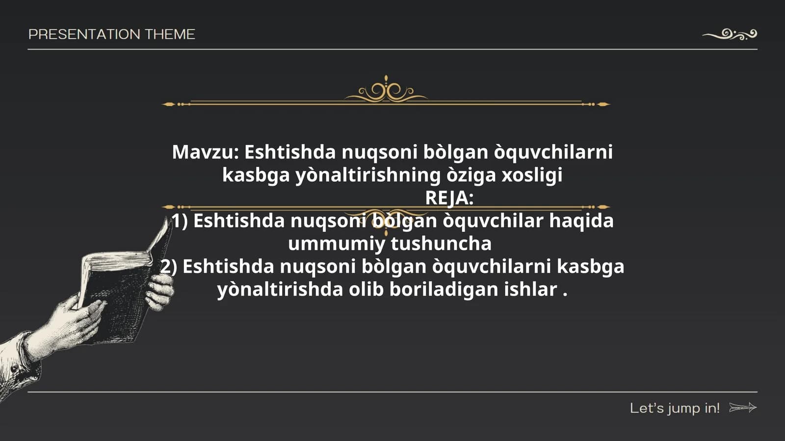 Eshtishda nuqsoni bòlgan òquvchilarni kasbga yònaltirishning òziga xosligi
