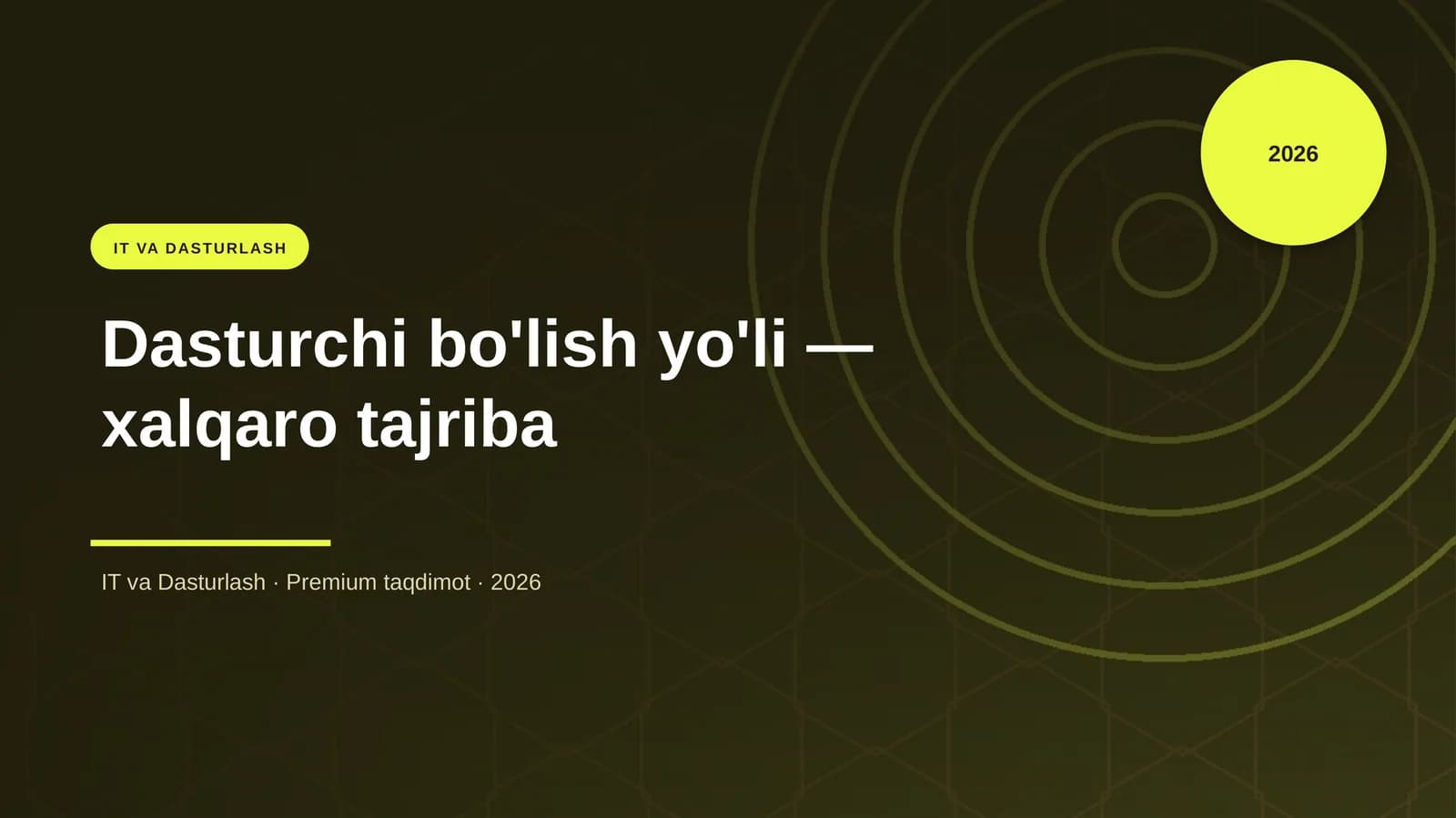 Dasturchi bo'lish yo'li — xalqaro tajriba