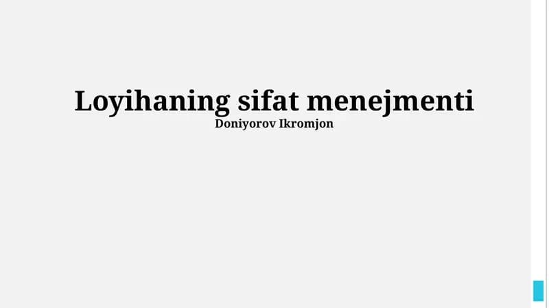 Loyihaning sifat menejmenti