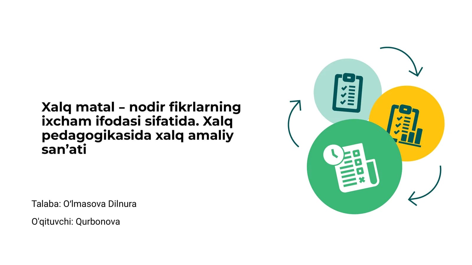 Xalq matallari – og‘zaki ijod namunasi