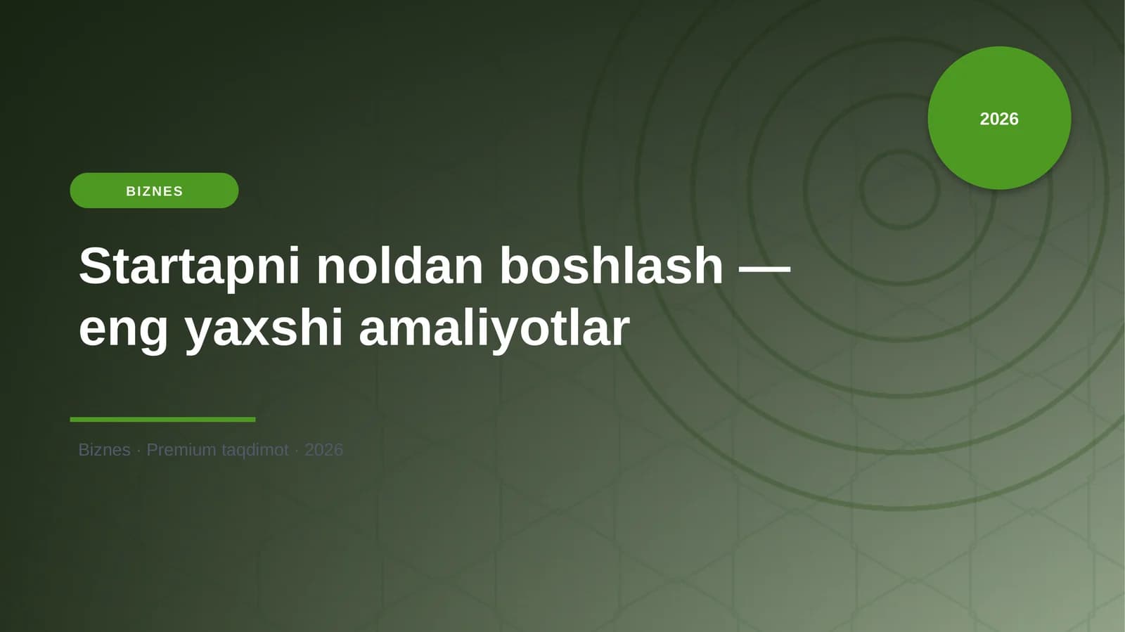 Startapni noldan boshlash — eng yaxshi amaliyotlar