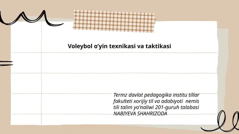 Voleybol o’yin texnikasi va taktikasi