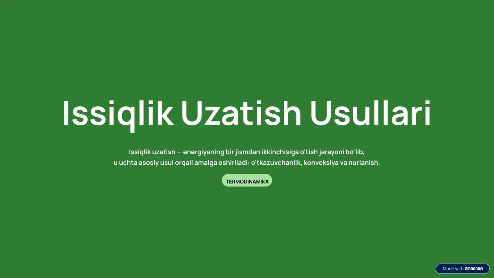 Issiqlik Uzatish Usullari
