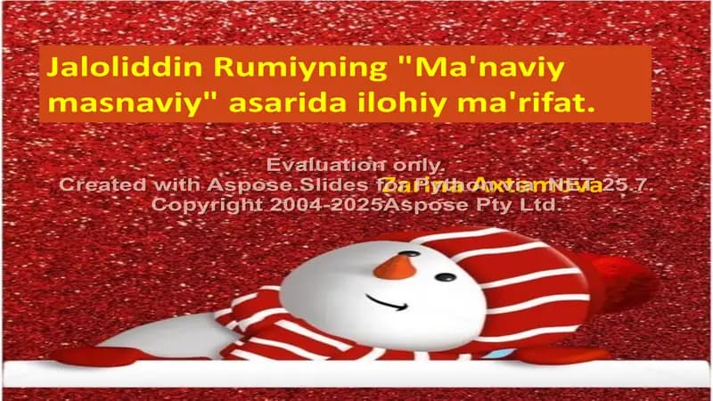 Jaloliddin Rumiyning "Ma'naviy masnaviy" asari